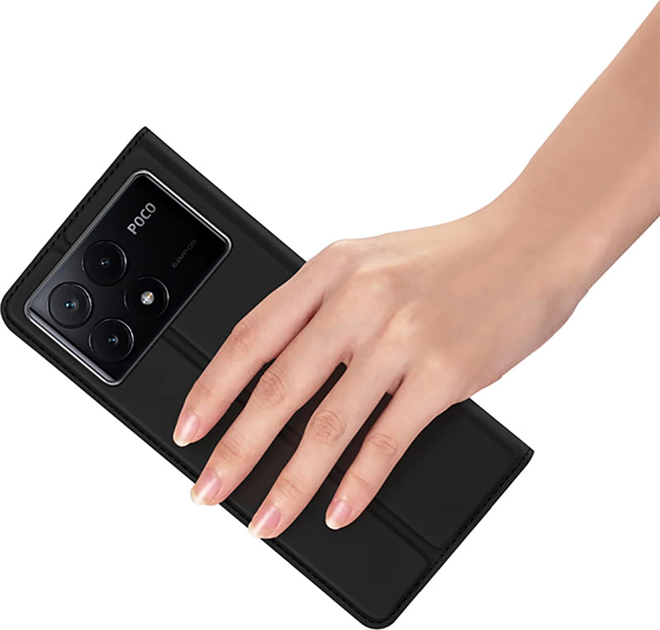 Mbështjellës Dux Ducis Skin Pro për Xiaomi Poco X6 Pro 5G/Redmi K70E, me kapak, xhep për kartela, e zezë