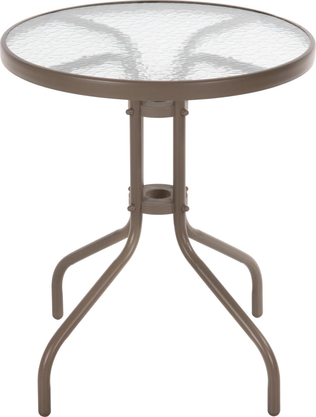 Tavolinë e rrumbullakët për jashtë, ngjyrë shampanjë, FH5079.04, sipërfaqe tavoline prej xhami, Φ60x70H cm