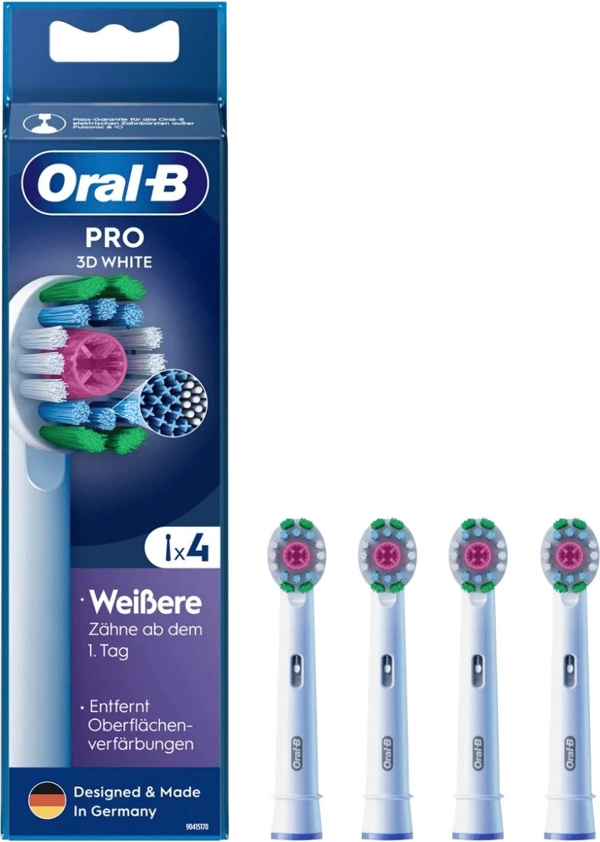 Kokë furçe dhëmbësh sonike, Oral-B, Pro 3D White 860960, e bardhë, set 4 copë