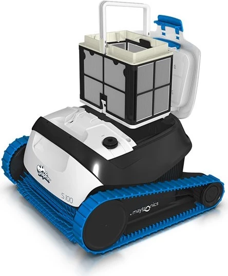 Fshesë robotike për pishinë Desjoyaux Dolphin S100, kabllo 15 m, filtër 70 mikron, për pishina deri 10×5 m, e kaltër