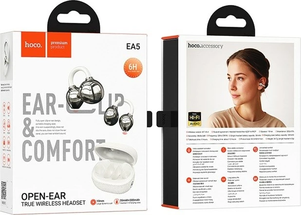 Kufje wireless HOCO EA5 DUKE III, open-ear, Bluetooth, të bardha