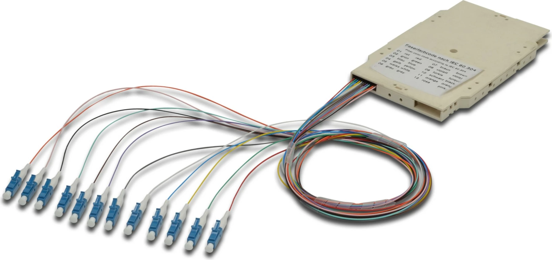 Kasetë fibrash optike Digitus Spleißkassette, 12 Pigtails LC (APC), OS2