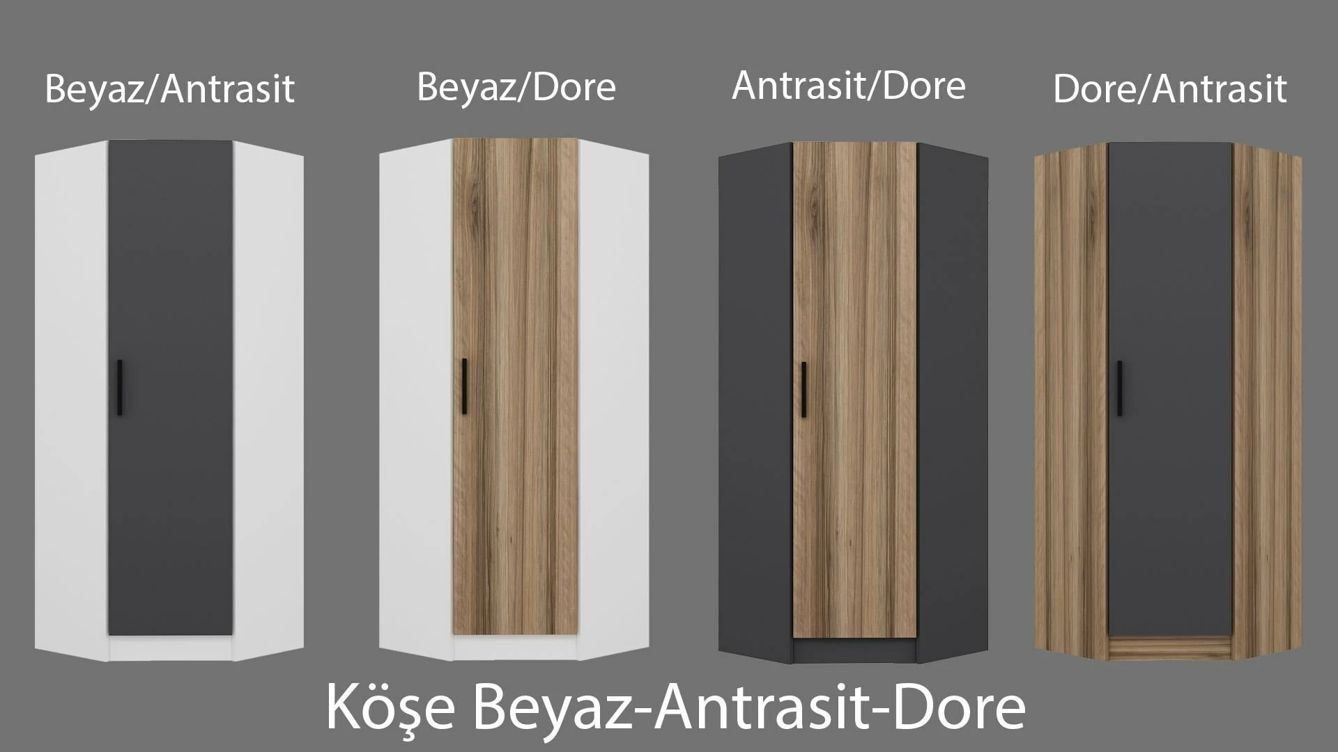 Dollap këndi Skye Decor, ngjyrë antracit, 210cm