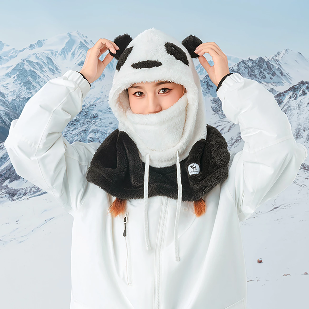 Balaklavë ski Qunature Panda, për fëmijë/të rritur, M, e zezë/e bardhë