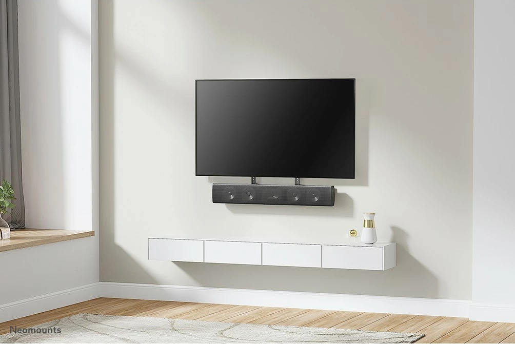 Mbajtës universal videobar/soundbar Neomounts AWL29-750BL1, çelik, 10 kg, i zi