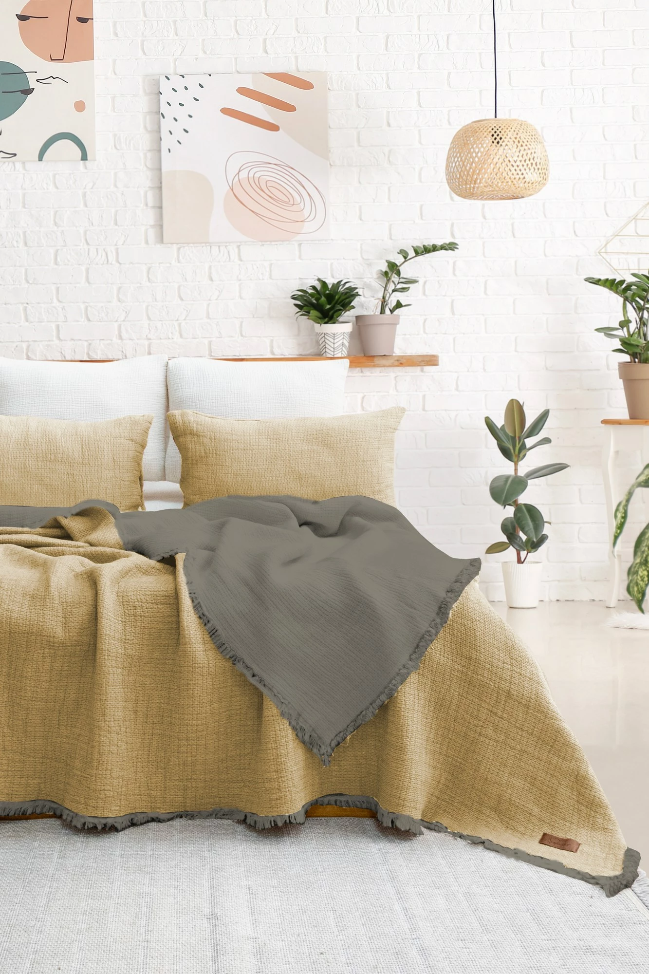 Set mbulesë dysheku dopio, Alda, ngjyrë e verdhë