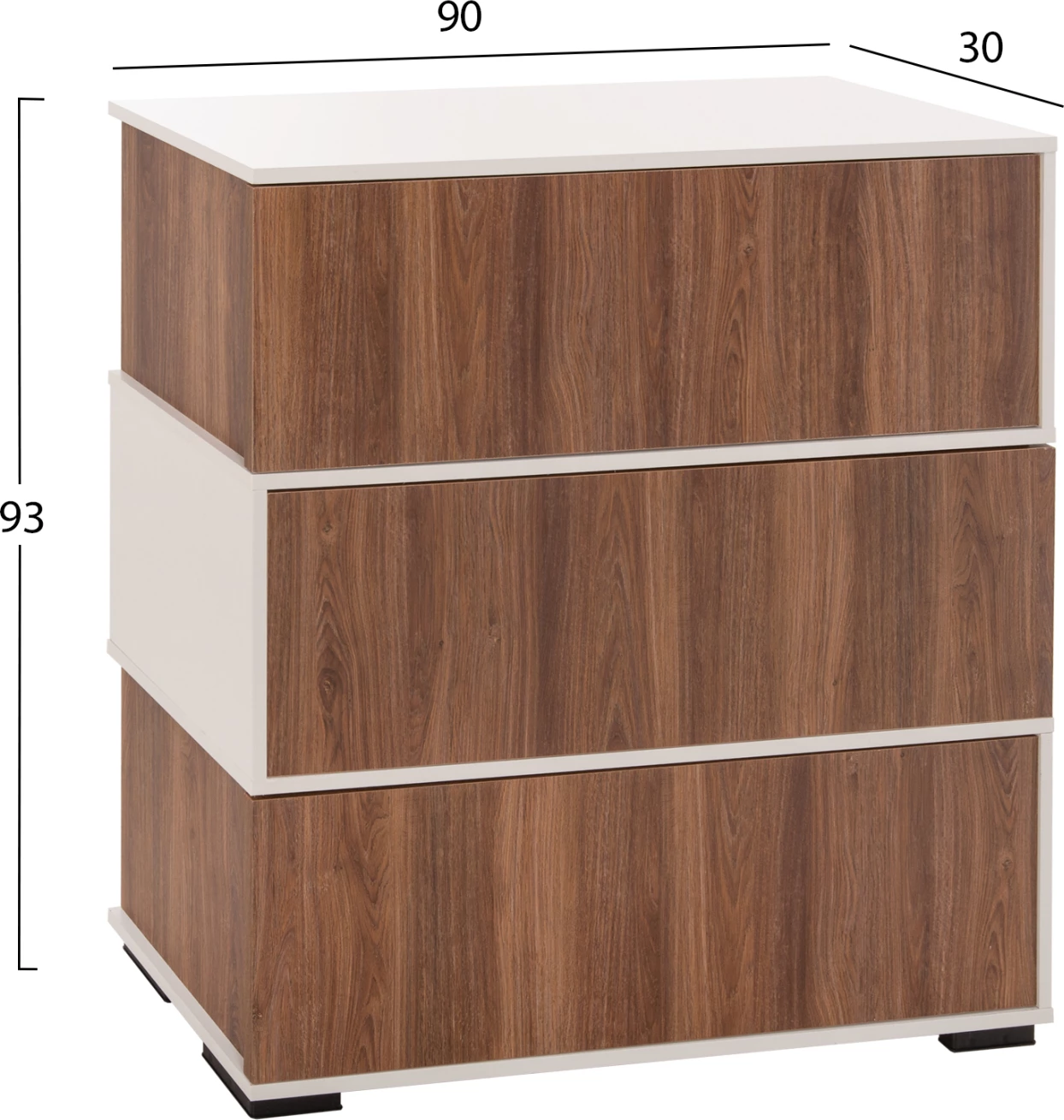 Raft këpucësh 3 nivele MIRABELL FH8938.11 melaminë, ngjyrë arre-bardhë, 90x30x93H cm