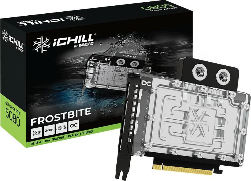 Kartelë grafike Inno3D RTX5080 iChill Frostbite 16GB GDDR7, e zezë/transparente
