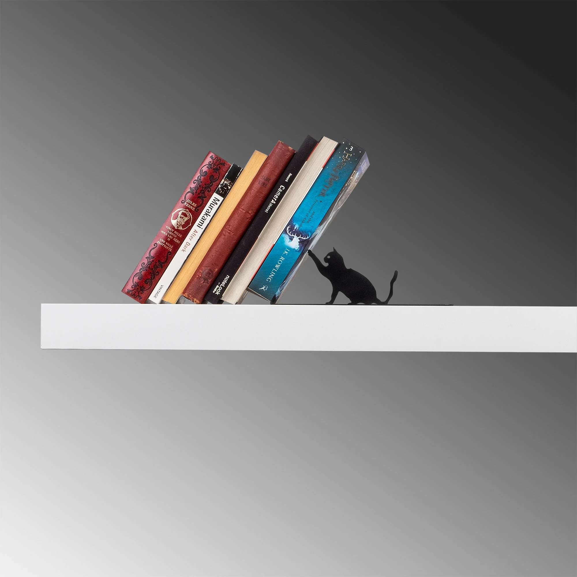 Mbajtës librash metalik, ngjyrë e zezë, Aberto Design, 25.5x12.5x12 cm