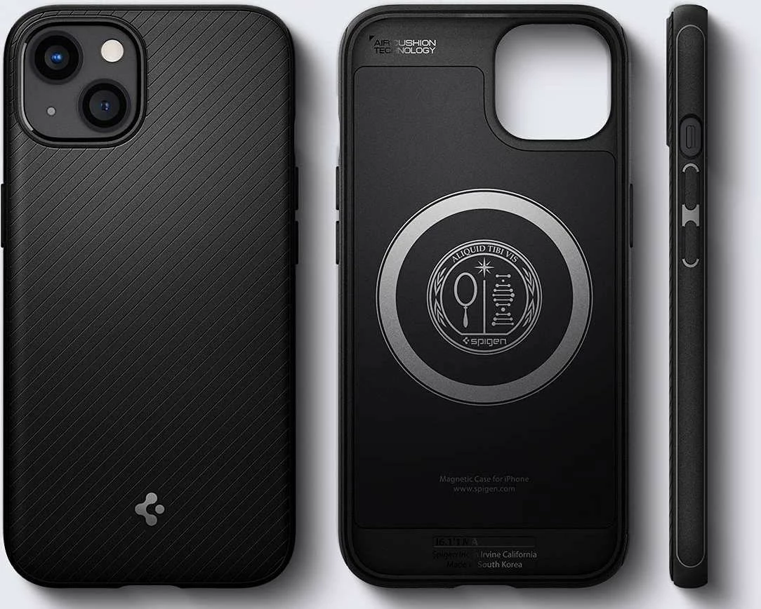 Mbështjellës Spigen Mag Armor për Apple iPhone 13 mini, MagSafe, fibër aramidi (Kevlar), 1 copë, e zezë mat