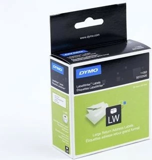 Etiketa printeri DYMO Large Return Address Labels - 25 x 54 mm, e bardhë, vetëngjitëse, letër, permanente, drejtkëndëshe, LabelWriter