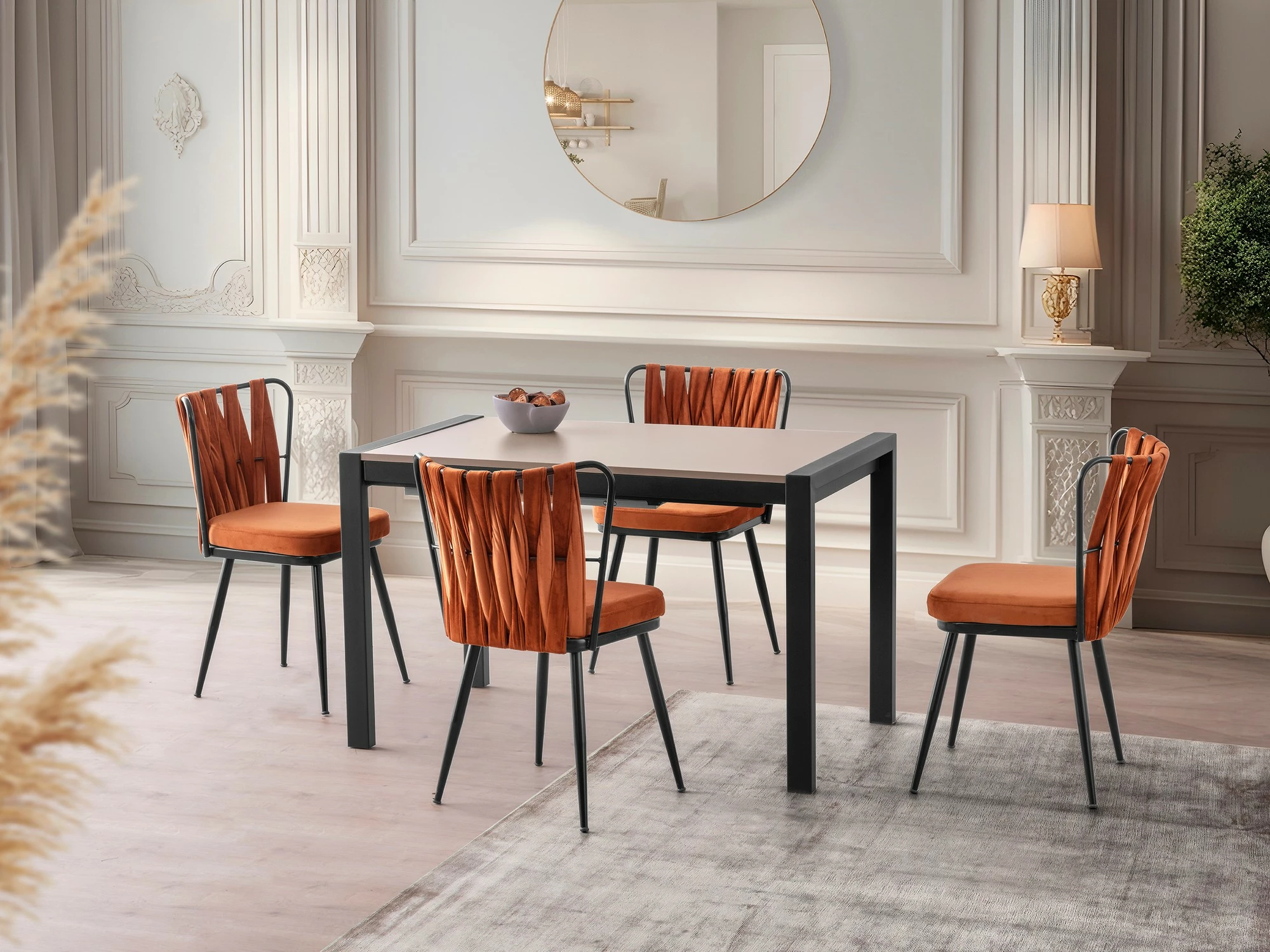 Tavolinë ngrënie me zgjatje, Skye Decor, ngjyrë mocha e çelët, 1014