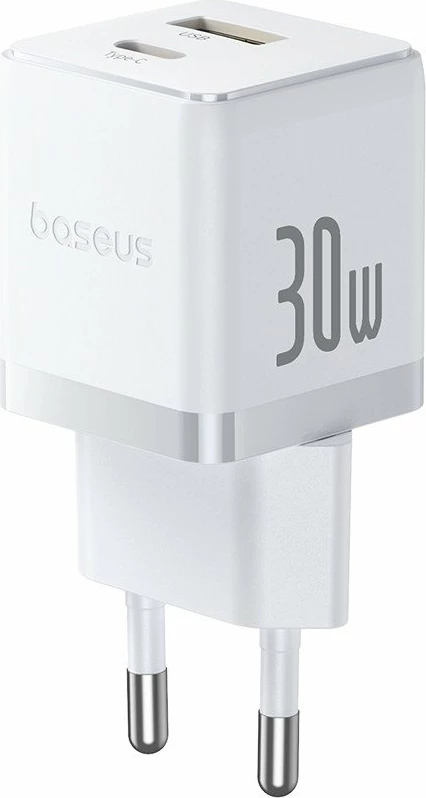 Karikues Baseus Palm BSU9056 30W 1x USB-A 1x USB-C Quick Charge/PD, i bardhë