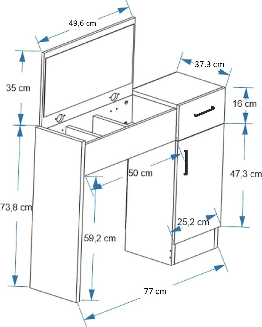 Tavolinë grimi Hanah Home, ngjyrë Atlantic Pine dhe e bardhë