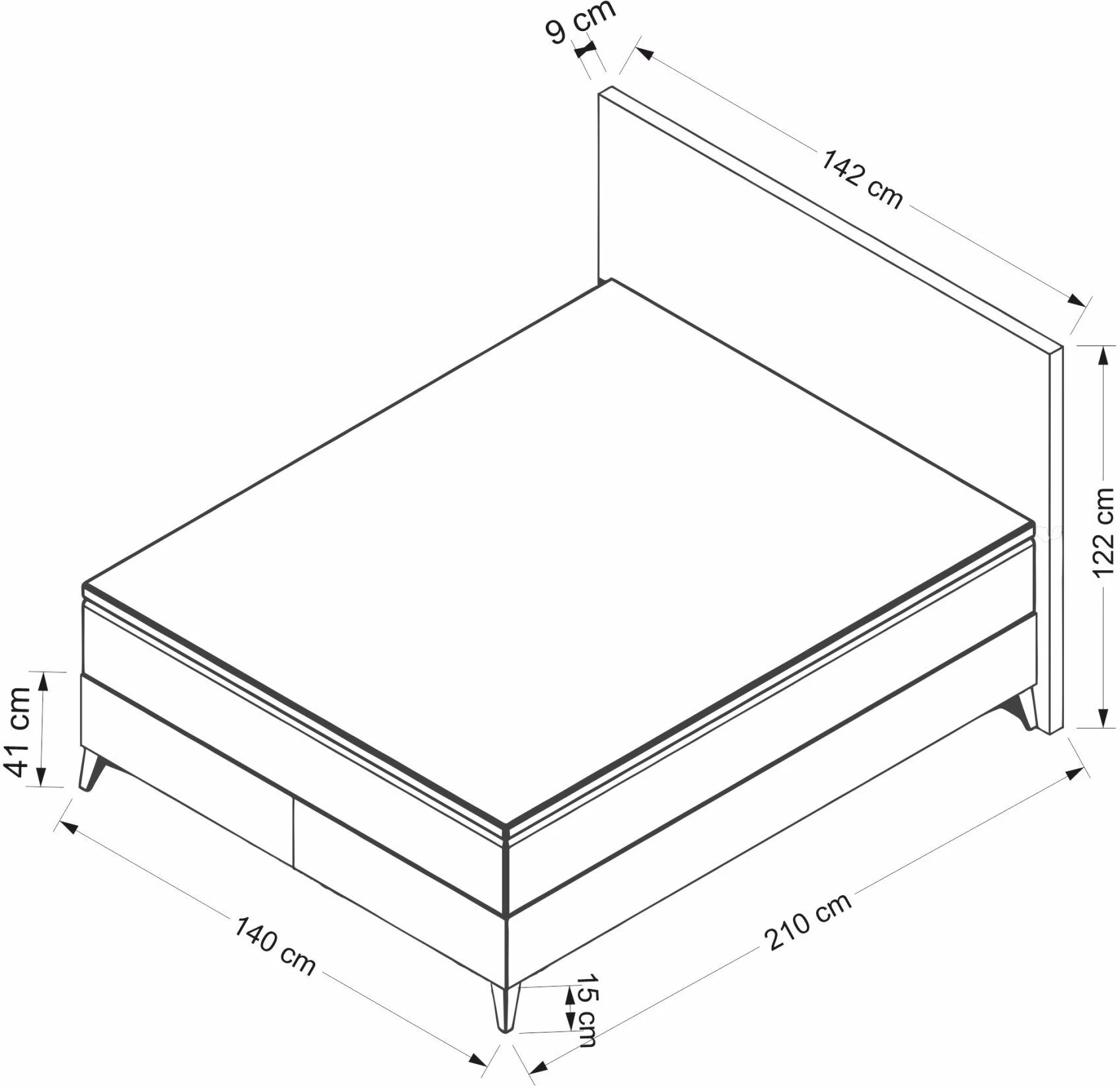 Baze dhe shpinore krevati dopio, ngjyrë gri, Skye Decor, 140x200cm
