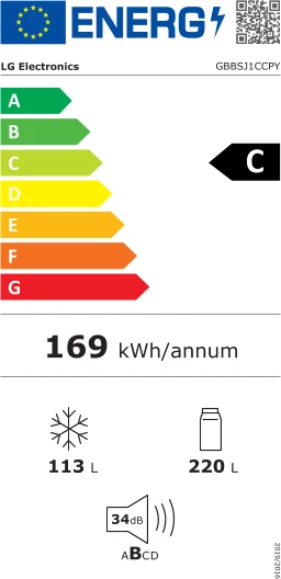 Frigorifer me ngrirës LG GBBSJ1CCPY 333 L No Frost LED, argjend