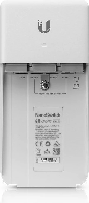 Switch Ethernet Gigabit Ubiquiti NanoSwitch, PoE, i Bardhë