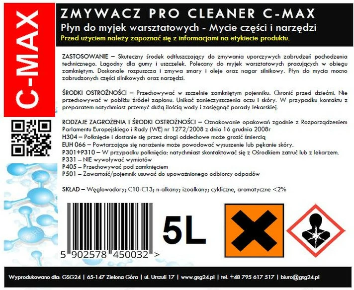 Lëng pastrues profesional GSG24 PRO CLEANER C-MAX 5L për lavatriçe pune, 5 litra