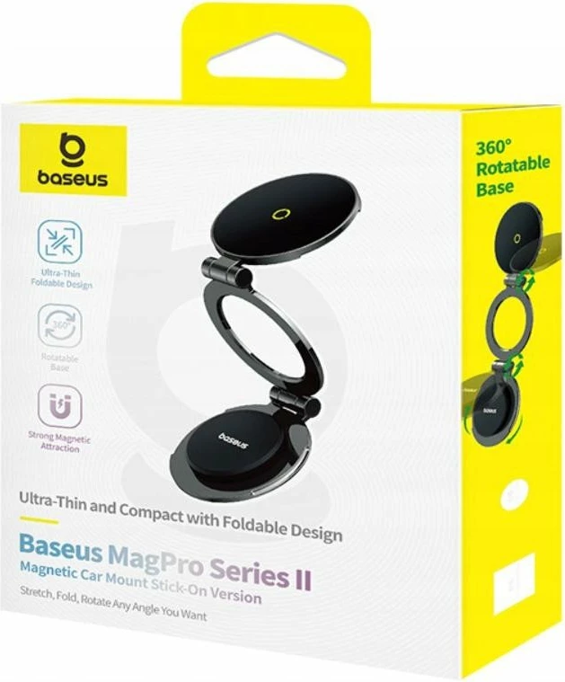 Mbajtës magnetik telefoni për veturë Baseus BS-CW06 MagPro II, MagSafe, rrotullim 360°, i zi