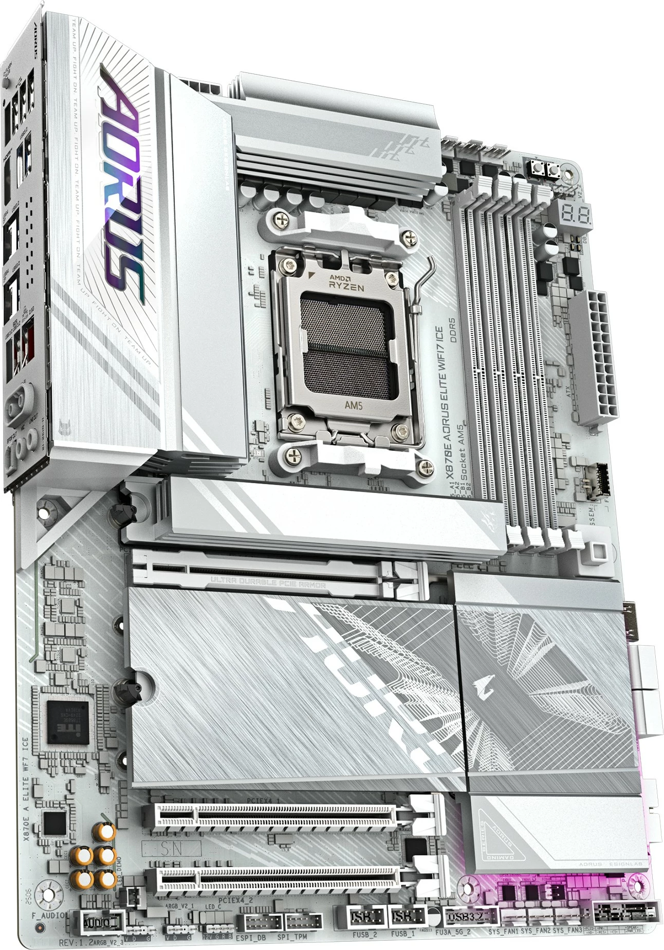 Pllakë amë Gigabyte X870E AORUS ELITE WIFI7 ICE, Socket AM5, WiFi 7, e argjendtë