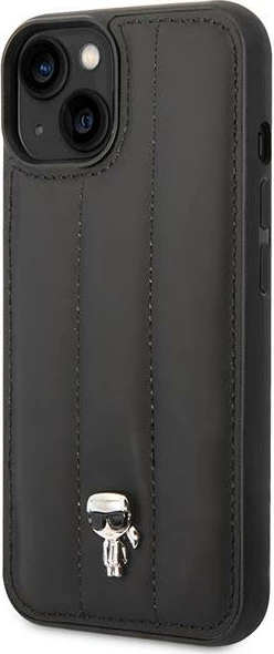 Mbështjellës Karl Lagerfeld KLHCP14MPSQPK për iPhone 14 Plus, hardcase, Puffy Ikonik Pin, e zezë