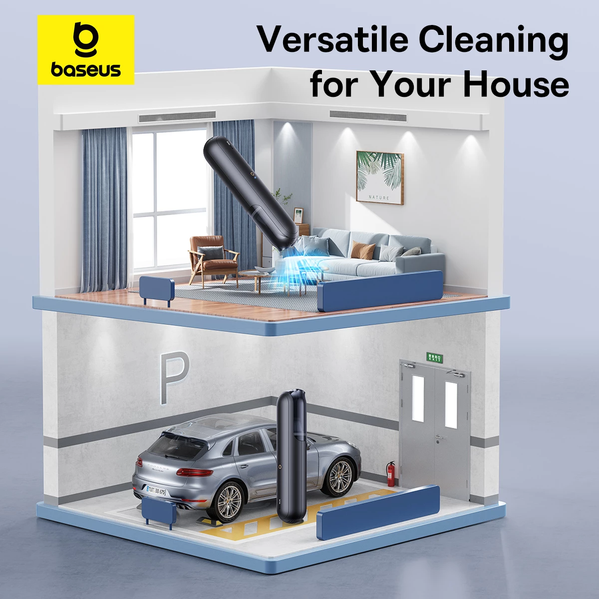 Fshesë me korrent portative Baseus A0 Pro, 4000 Pa, HEPA, pa tela, e zezë