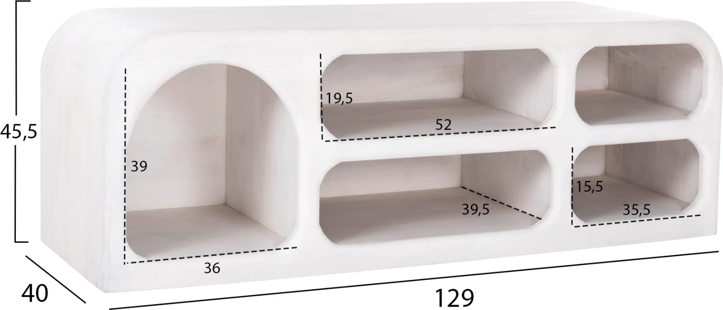 Kabinet TV HANDYR FH9704 dru mango ngjyrë bardhë 130x40x45H cm