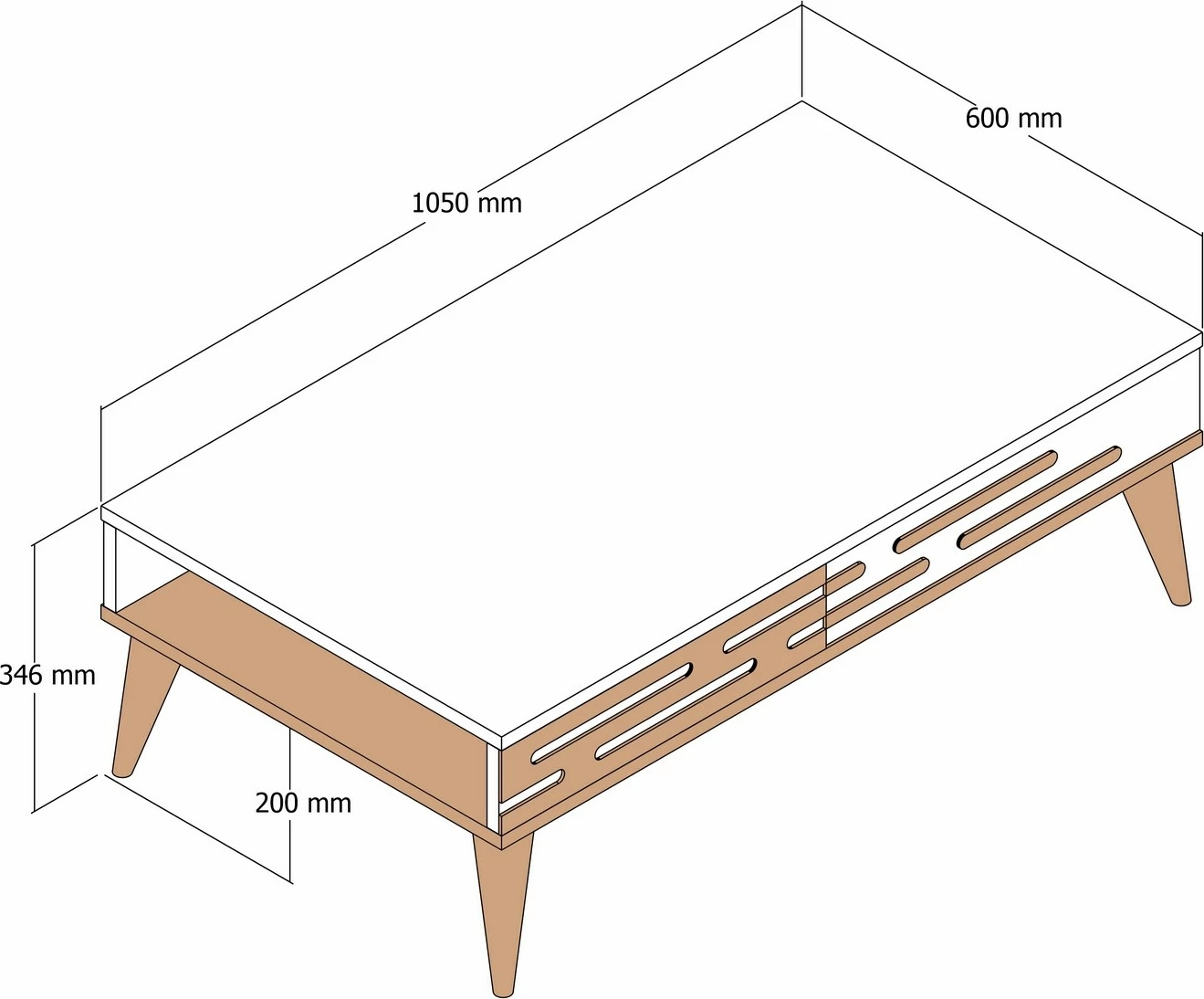 Tavolinë për kafe Hanah Home, Valensiya, ngjyrë arre dhe krem