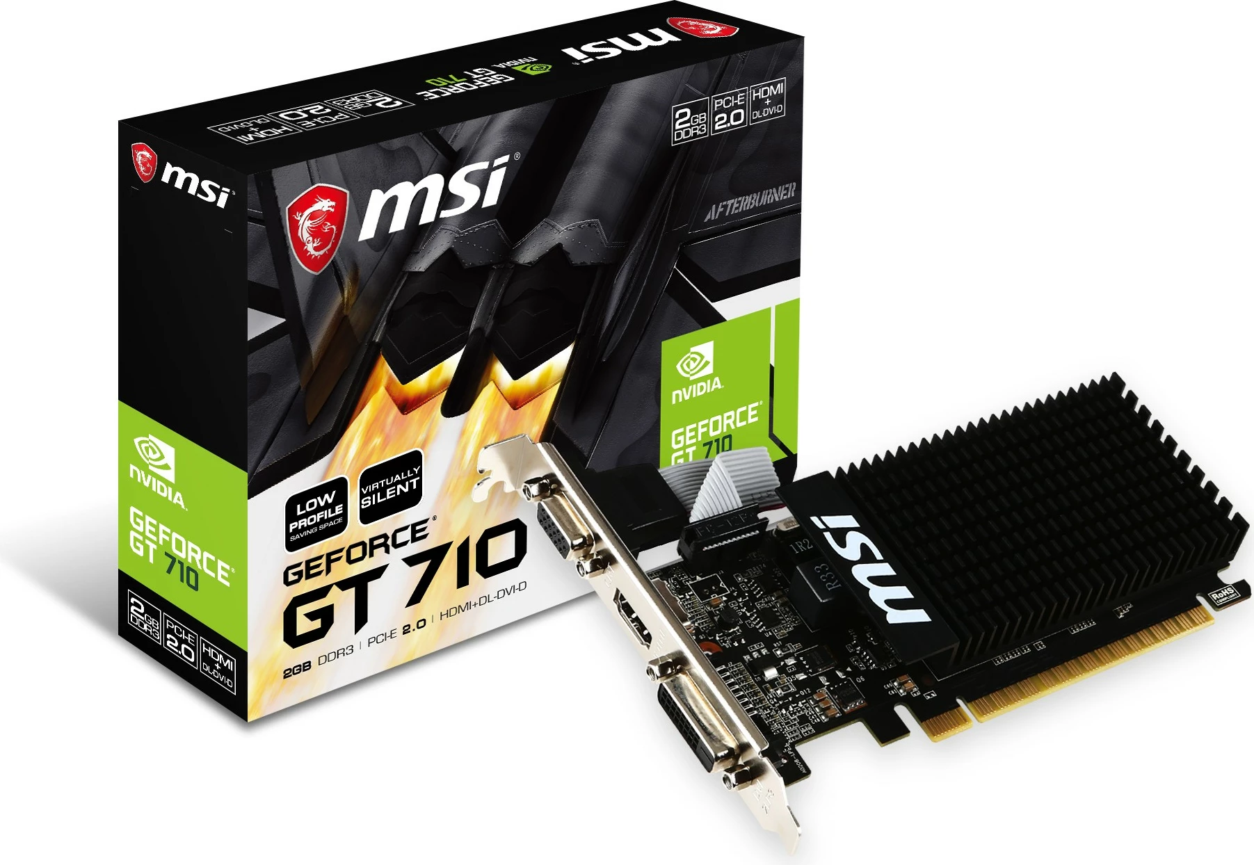 Kartelë grafike MSI GT 710 2GD3H LP, GeForce GT 710, 2 GB, GDDR3, 64 bit, e zezë
