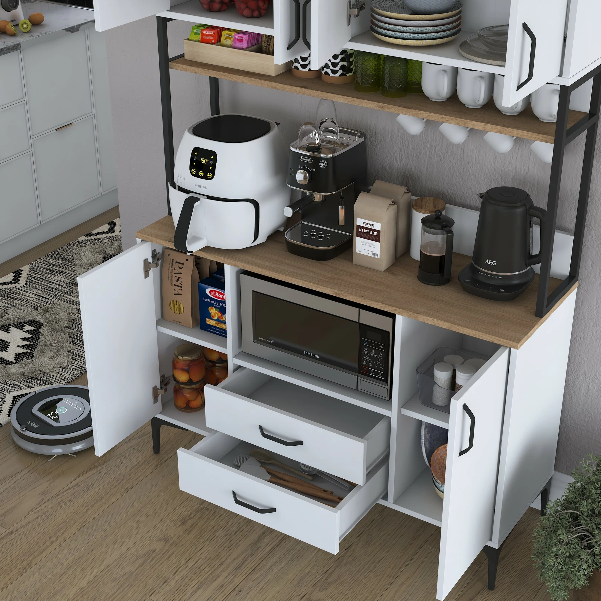 Dollap multifunksional Skye Decor, ngjyrë arre dhe e bardhë, JE169 - 3400