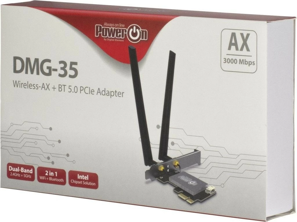 Adapter WLAN & Bluetooth Inter-Tech DMG-35, PCI Express, 3000 Mbit/s, e zezë, argjendtë
