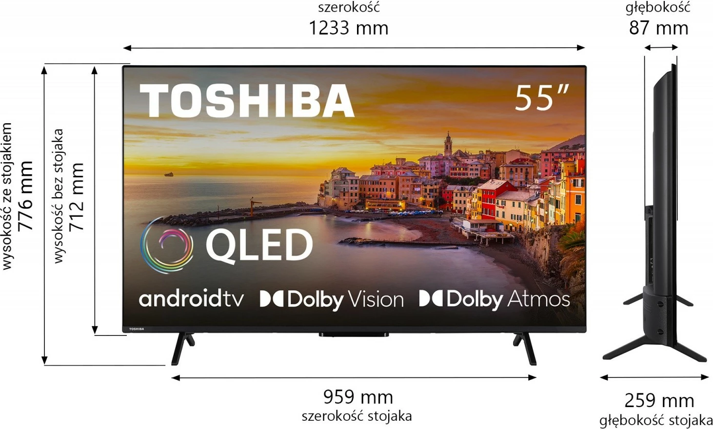 Televizor QLED Toshiba 55QA2363DG, 55 inç, Ultra HD/4K, Android TV, i zi