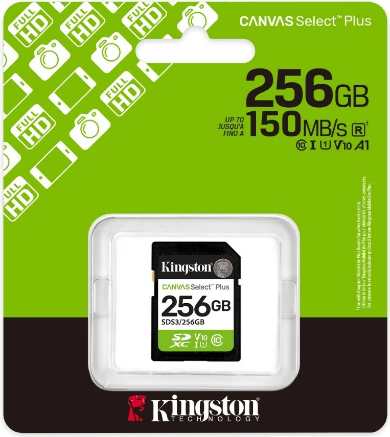Kartelë memorie Kingston Canvas Select Plus Gen3 SD, 256GB, SDXC, 150MB/s