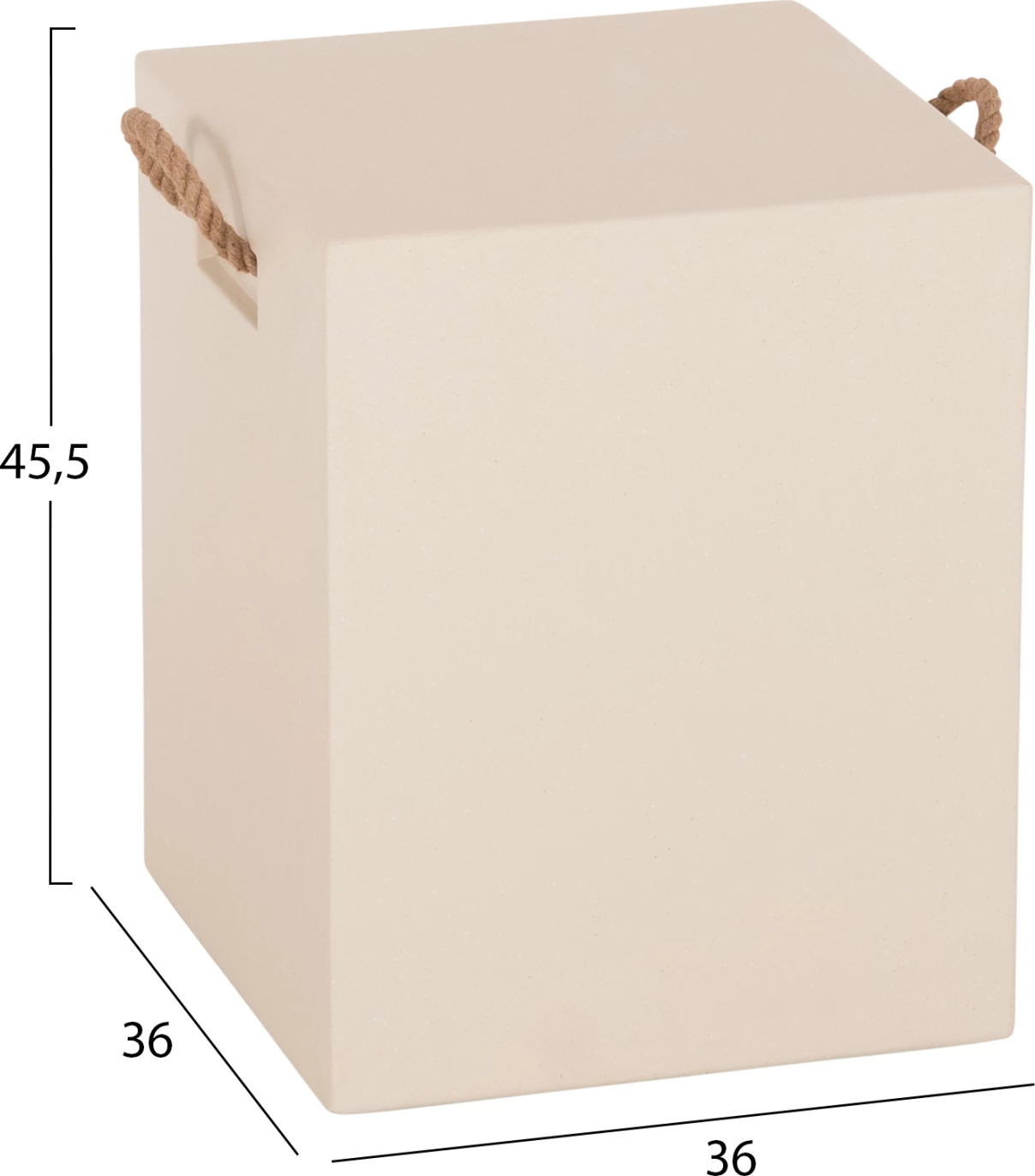 Tabure katror me doreza litari, fiber çimento, ngjyrë bezhë, ZAK FH6581.02, 36x36x45.5cm
