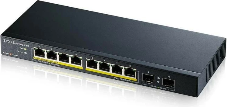 Switch Zyxel GS1100-10HP-EU0102F, 8x Gigabit PoE+, 2x SFP, Desktop, i zi