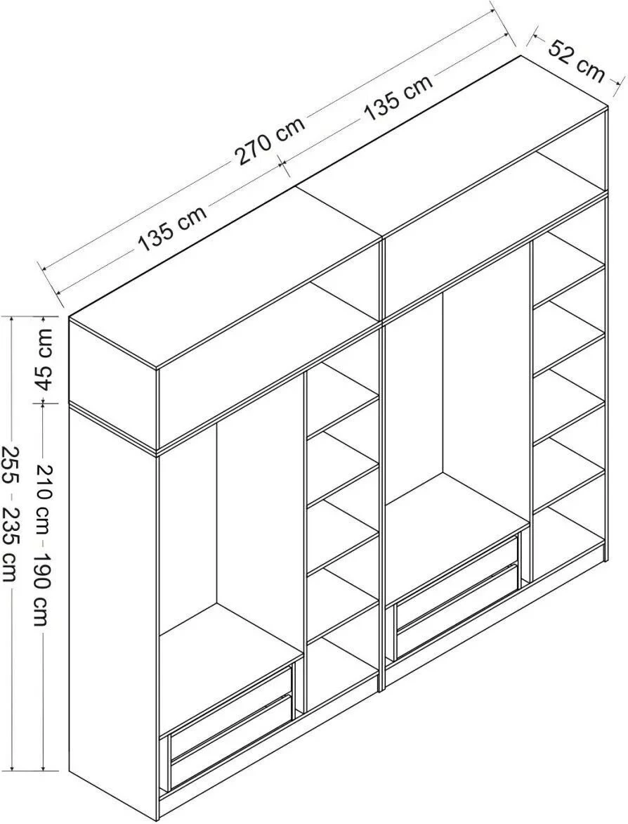 Dollap i madh për dhomë gjumi, ngjyrë antracit, Skye Decor, Kale - 5240