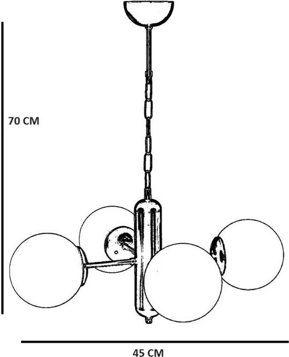 Llambë tavani Opviq Bankok, 4 llampa, ngjyrë qelqi amber dhe ari