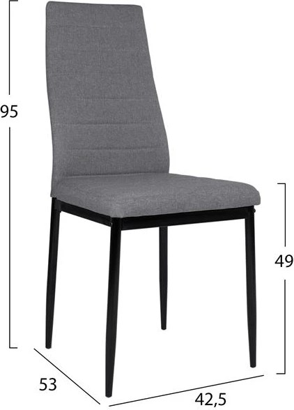 Set 5 pjesë Tavolinë e zezë & karrige ngjyrë gri metalike këmbë FH11071 42,5x53x95 cm