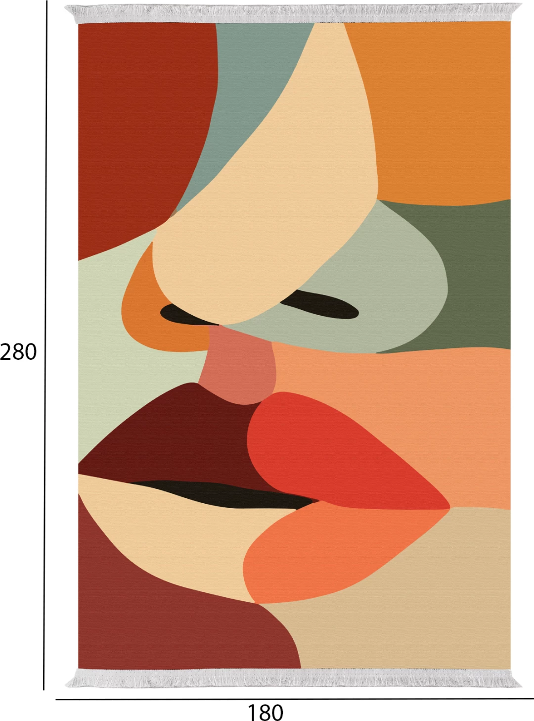 Tepih për dhomë ndeje me franjka, shumëngjyrësh, Josiane FH7723.47, 180x280 cm