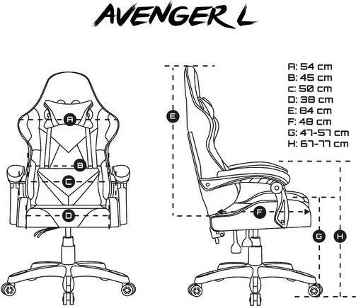 Karrige gaming Fury Avenger L, NFF-1711, lëkurë ekologjike dhe poliestër, e zezë/e bardhë