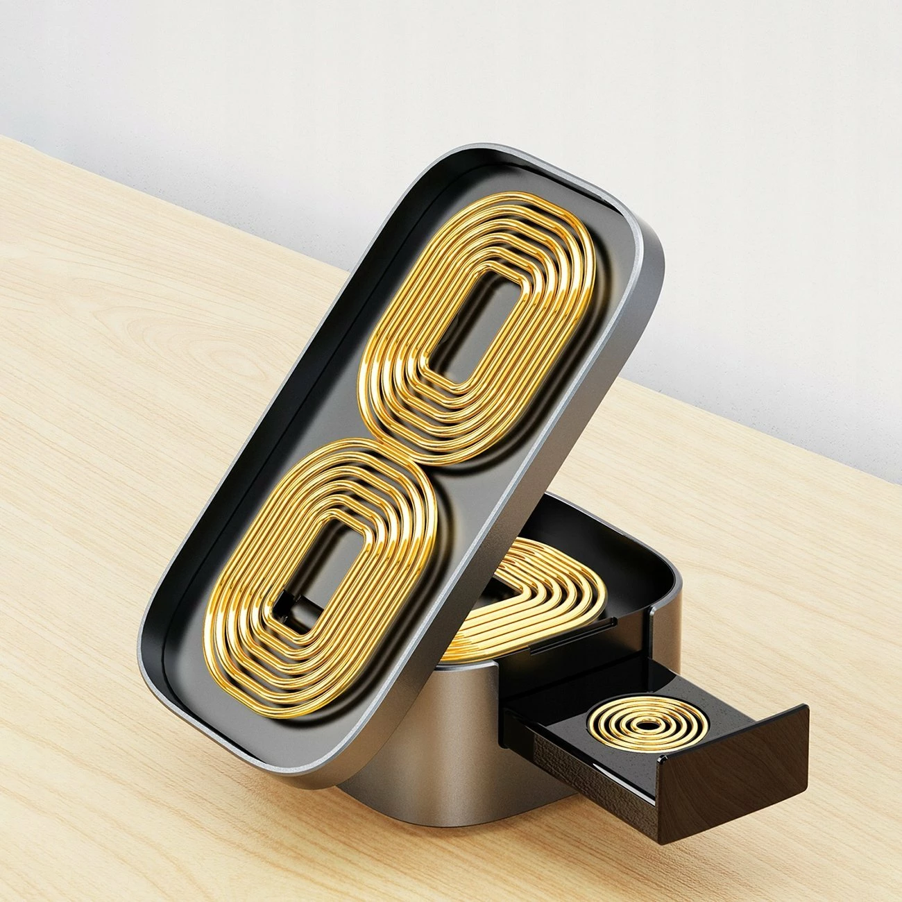 Karikues induktiv 3-në-1 Dudao A11Pro+ 15W, USB-C, i zi, pa kabllo