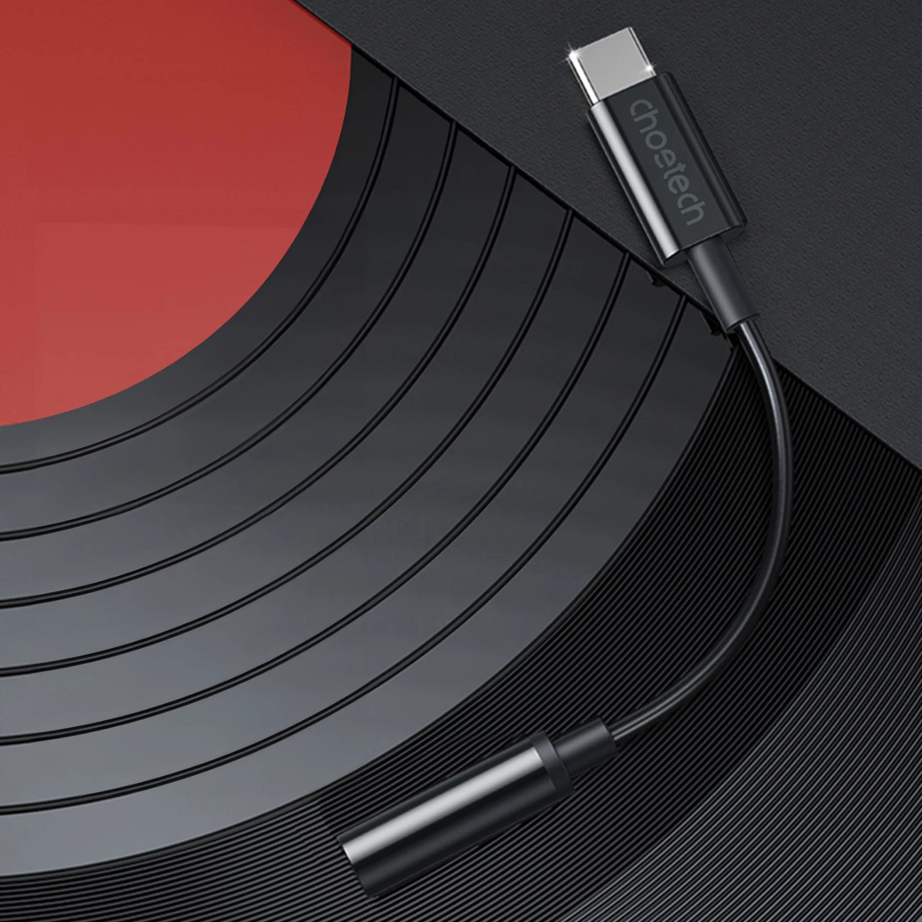 Adapter audio Choetech AUX003, USB-C në 3.5mm, i zi