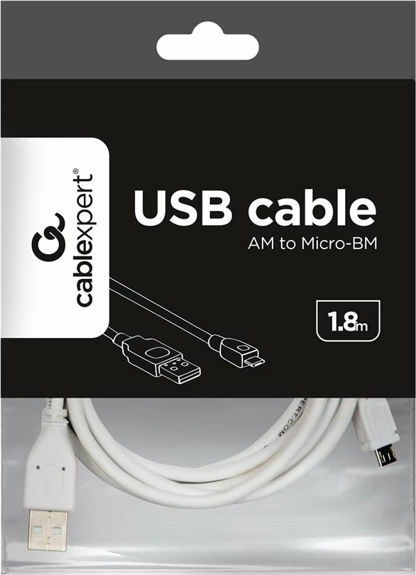 Kabllo USB Gembird CCP-mUSB2-AMBM-6-W, Micro-USB, 1.8m, Bardhë