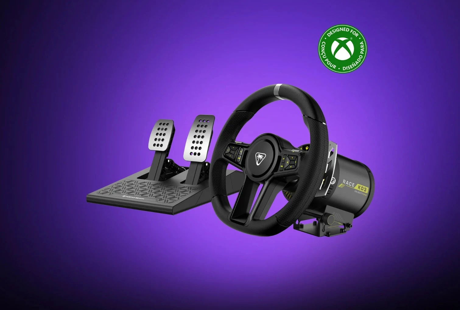 Timon garash Turtle Beach VelocityOne Race KD3, direct drive 3.2 Nm, 2160°, për PC/Xbox, set me pedale, i zi