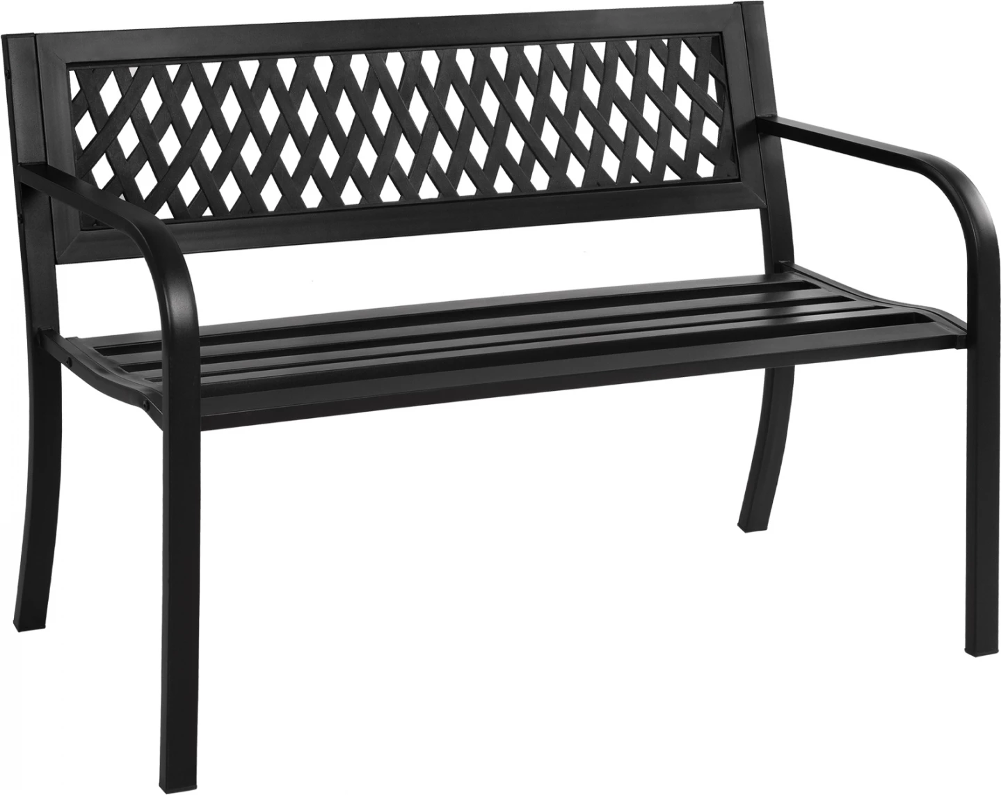 Bankë OCTAVIO FH5531, kornizë metalike, mbështetëse polipropileni, ngjyrë e zezë, 120x50x76 cm