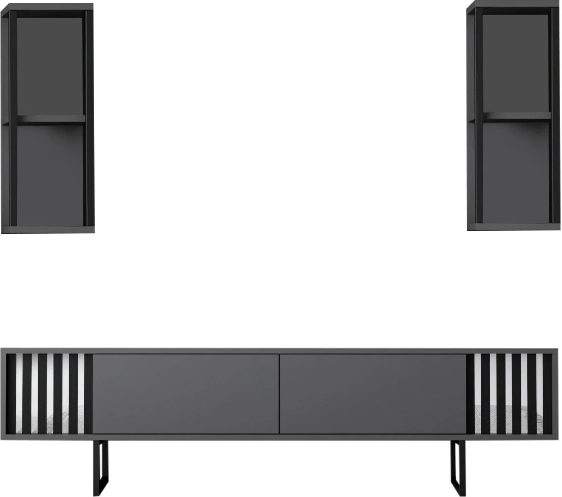 Set mobiljesh për dhomë dite, Chrome Line, antracit, e zezë