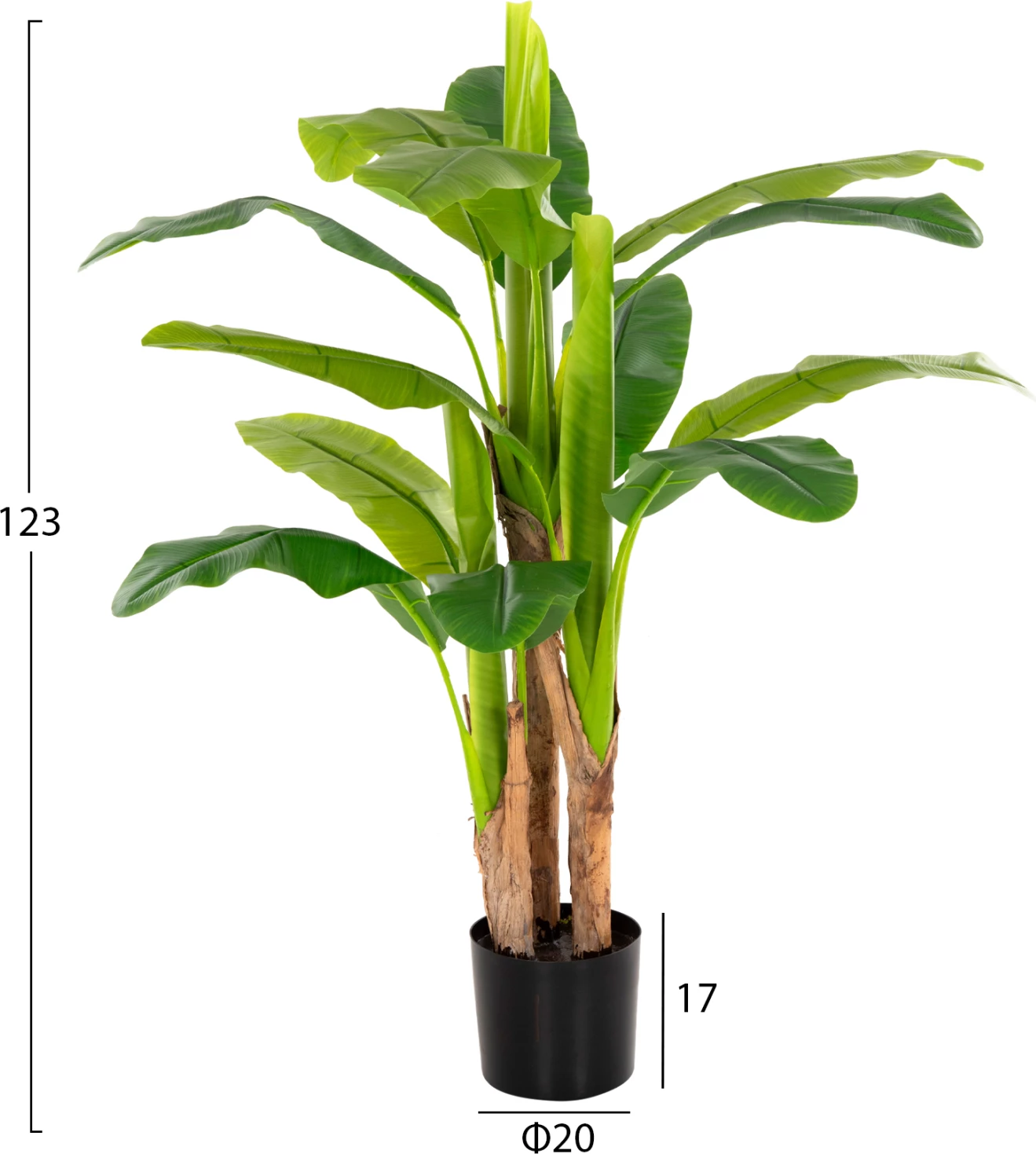 Bimë sintetike dekorative, FH7968, banane në vazo, 123H cm