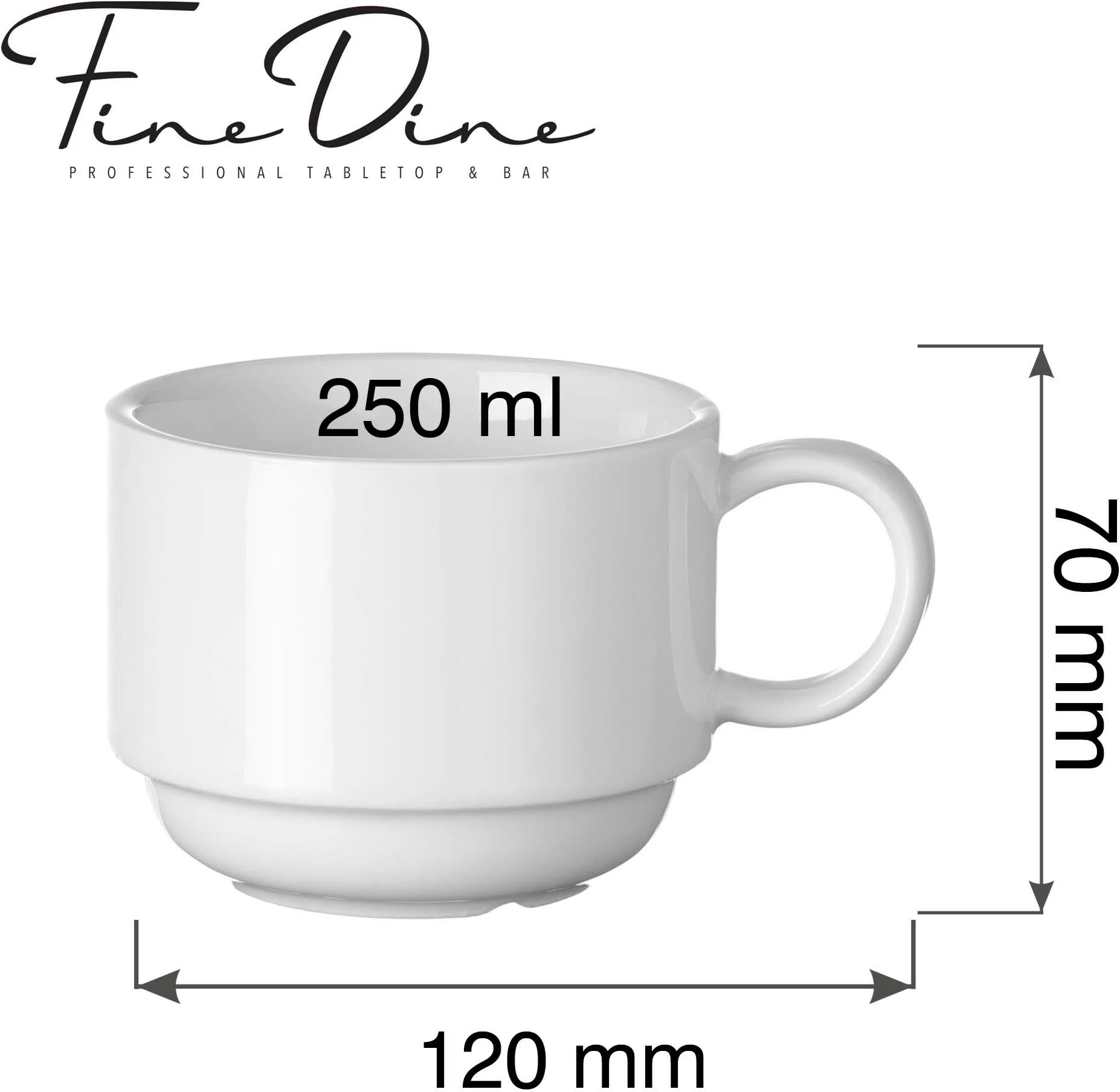 Filxhan cappuccino Fine Dine Pure Bianco 250 ml stackable, set 6 copë ...