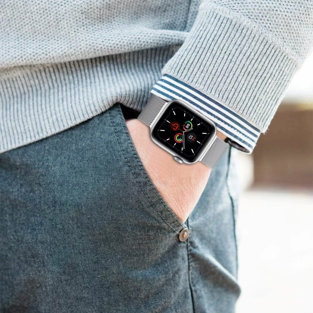 Rrip çeliku Tech-Protect MilaneseBand për Apple Watch 4/5/6/7/8/9/SE/Ultra 1/2, i zi
