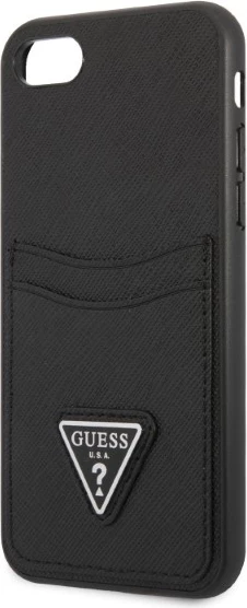 Mbështjellës Guess GUHCI8PSATPK për iPhone 7/8/SE 2020/SE 2022, hardcase, me hapësirë për kartela, i zi